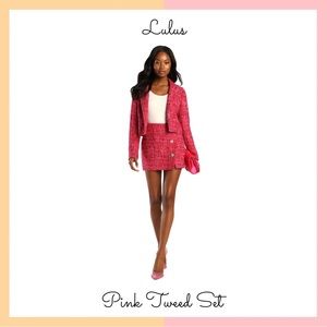 Lulu's Pink Tweed Skirt Set